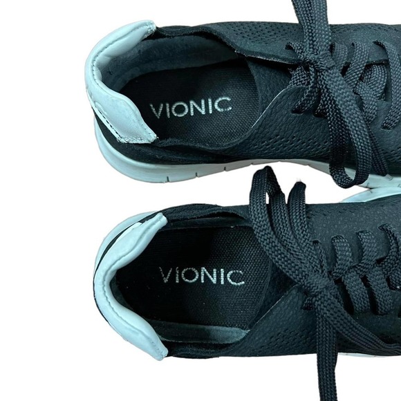 Vionic Sneakers Black and White Leather Tennis Shoes Memory Foam Size 5 - Picture 5 of 6
